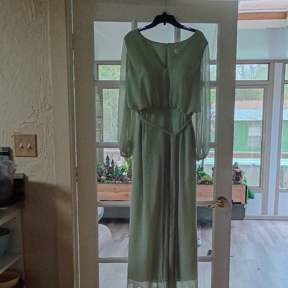 AWBridal Elegant Sage Green Long Sleeve Jumpsuit Never Worn